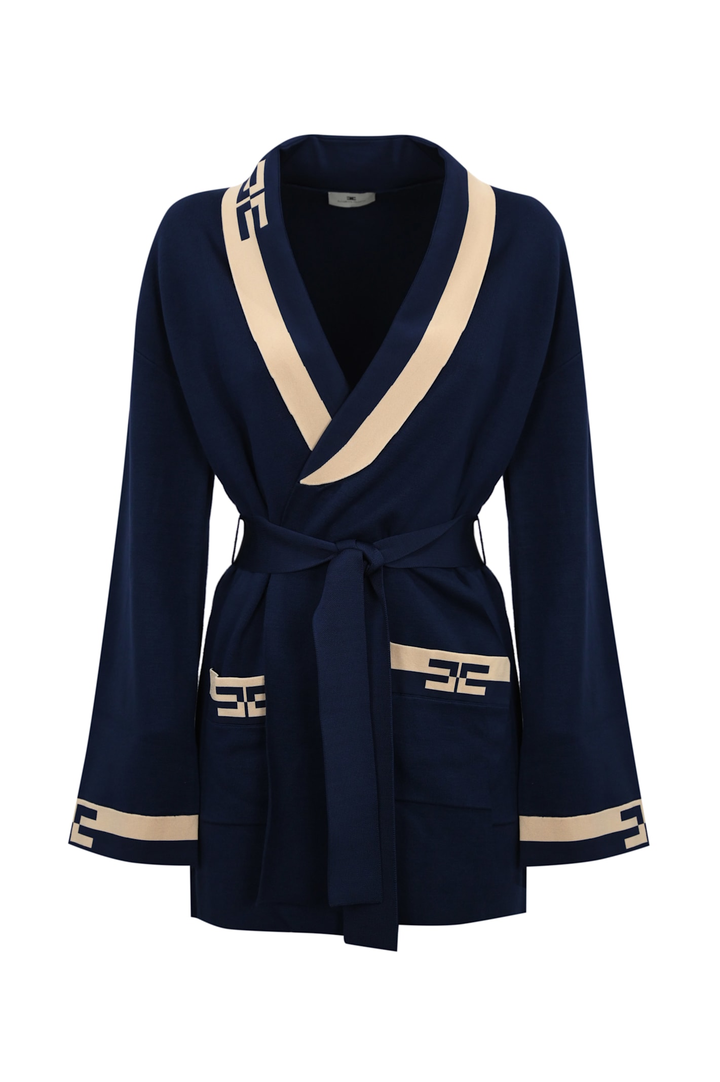 Viscose Knit Cardigan With Logo Bands