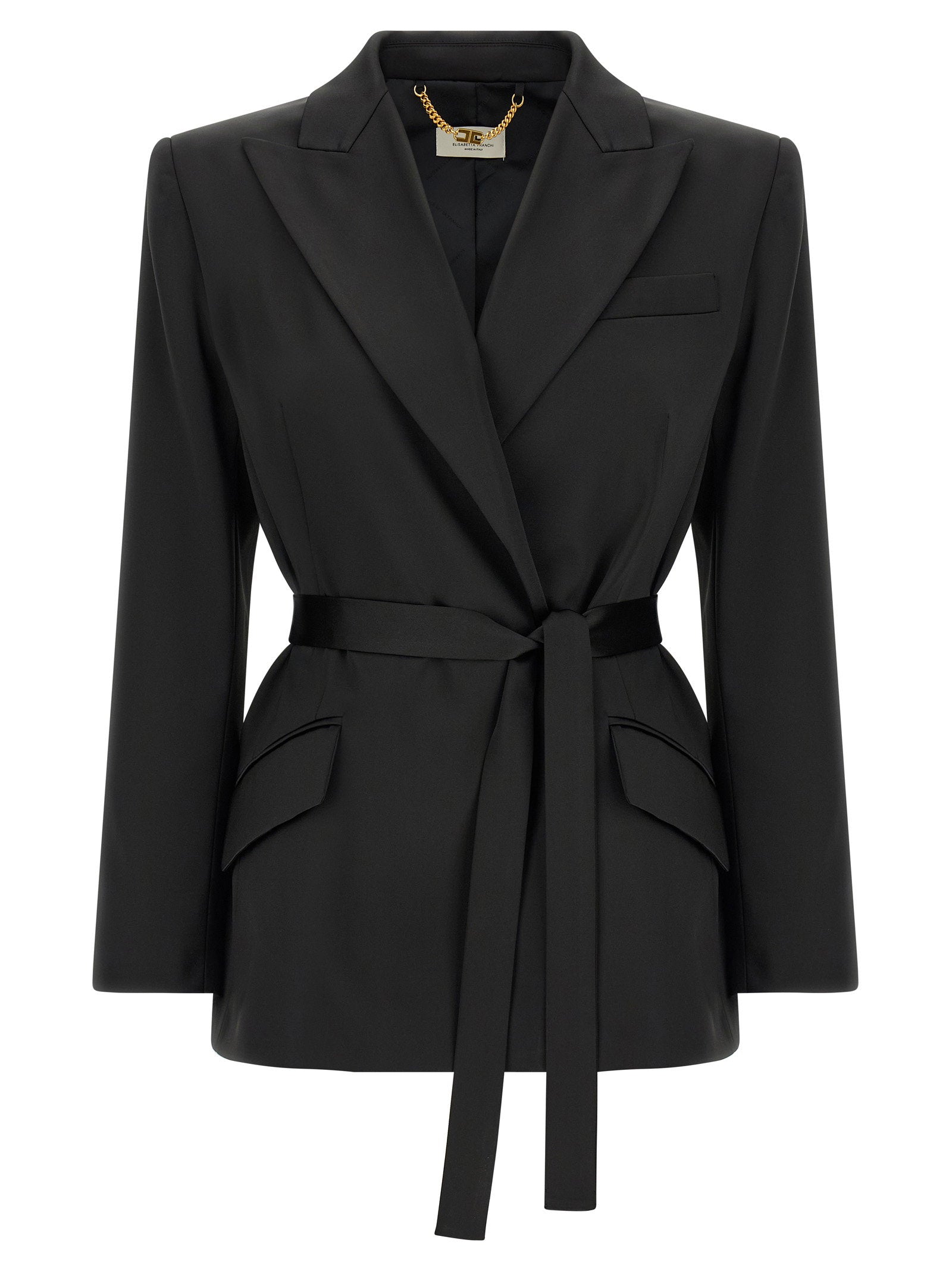 Stretch Satin Blazer — black