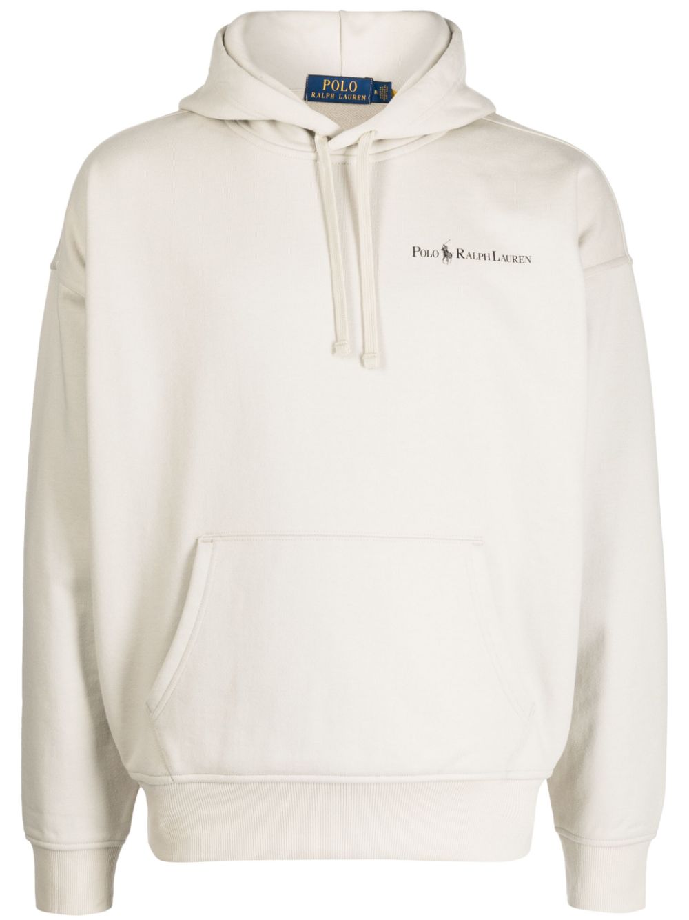 Logo-print drop-shoulder hoodie - Neutrals