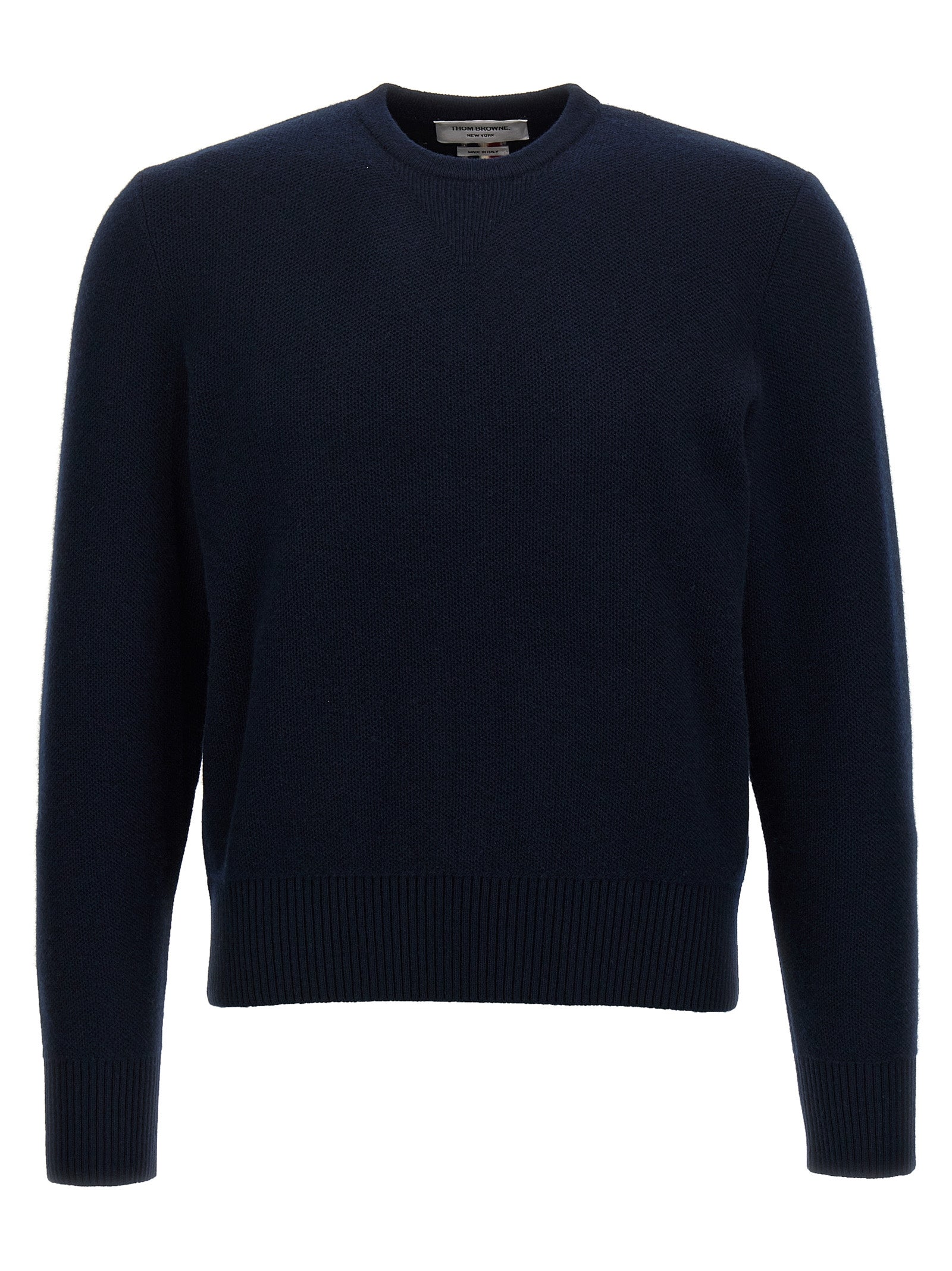 Virgin Wool Crew Neck Sweater — Navy