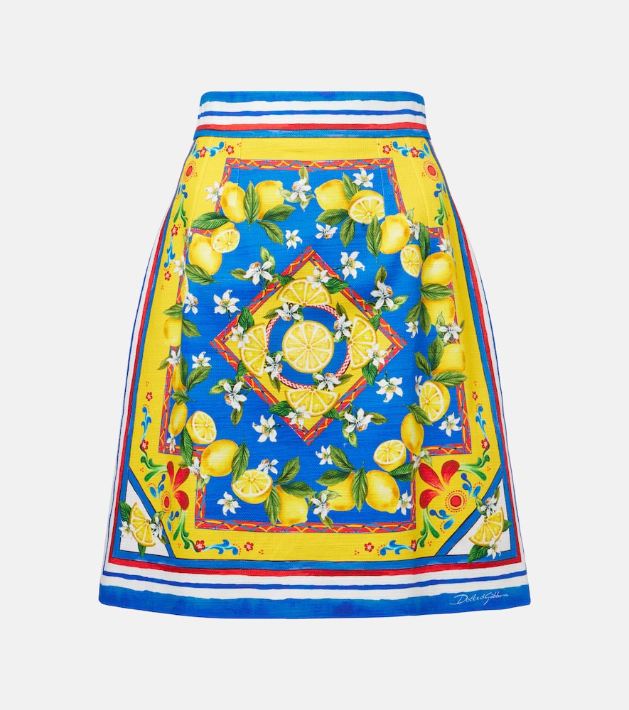 Printed cotton-blend miniskirt