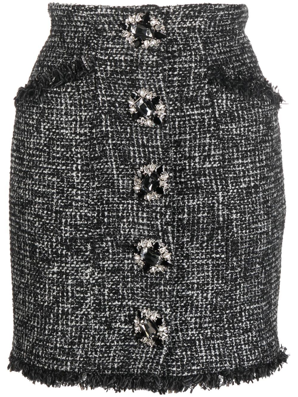 Button-front tweed skirt - Black