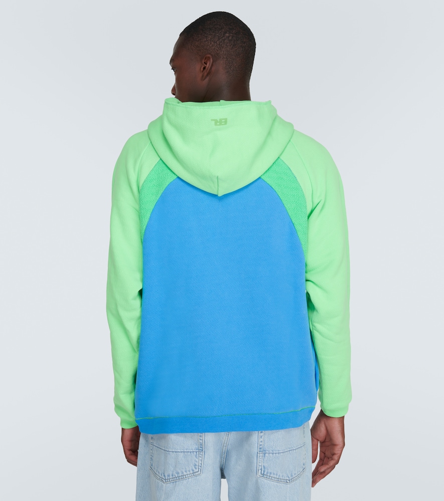 Rainbow bouclé trimmed cotton hoodie