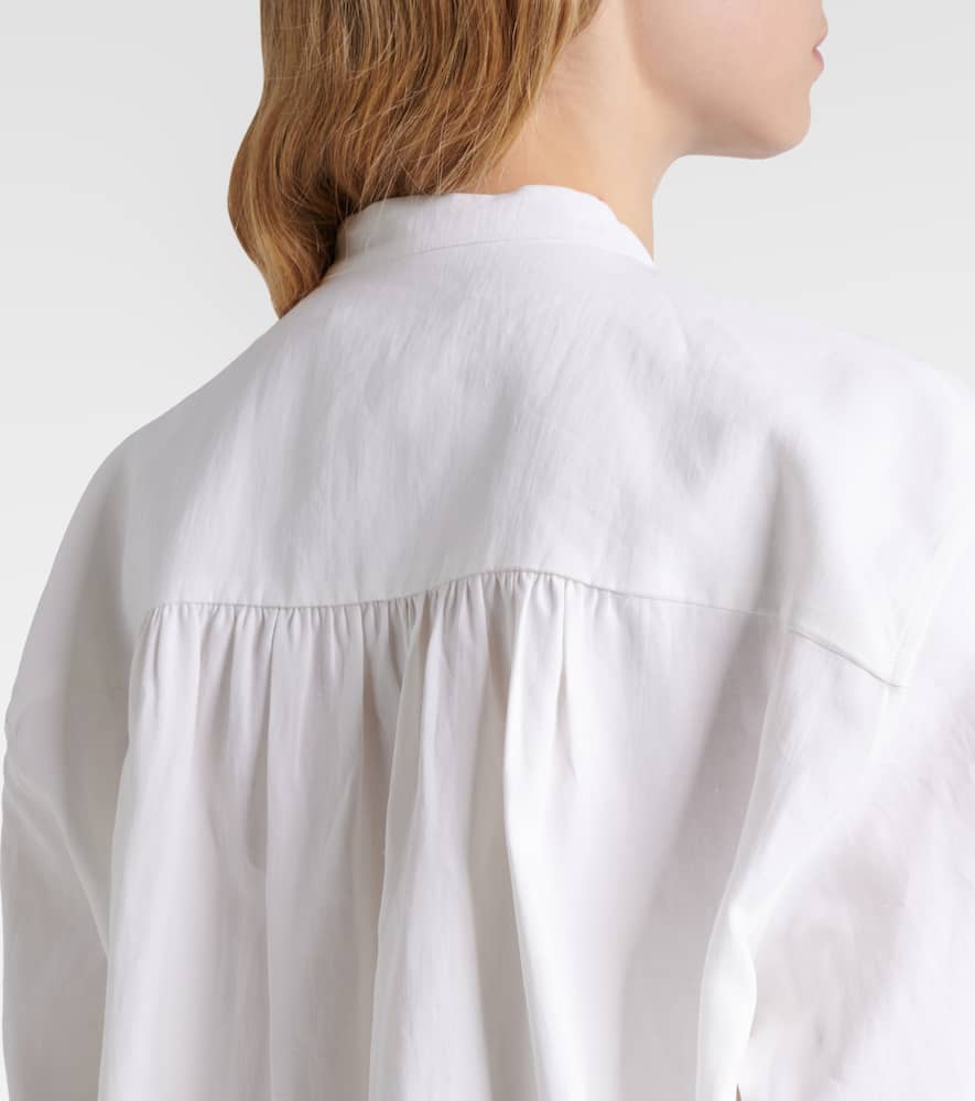 Plissé linen blouse