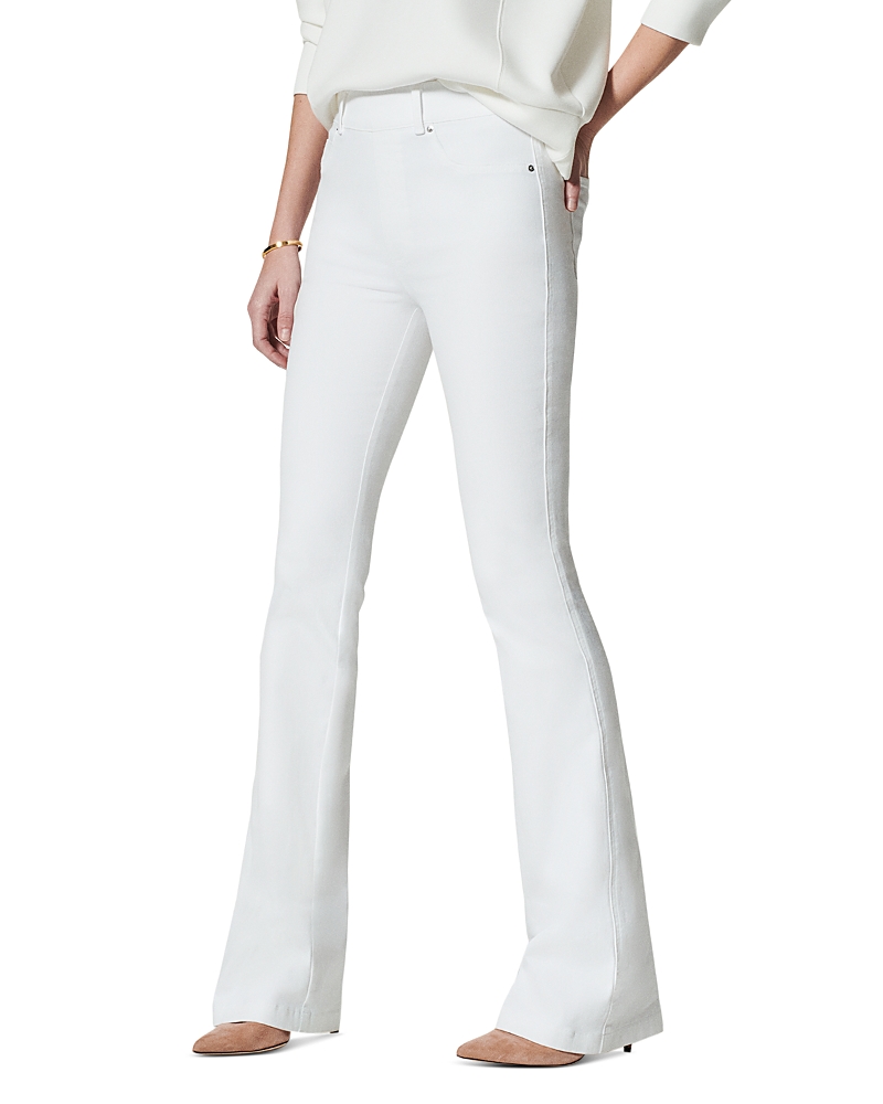 High-waist skinny flared jeans - White