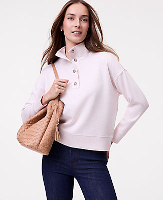 Ann Taylor Petite Weekend Mockneck Top in CloudPlush