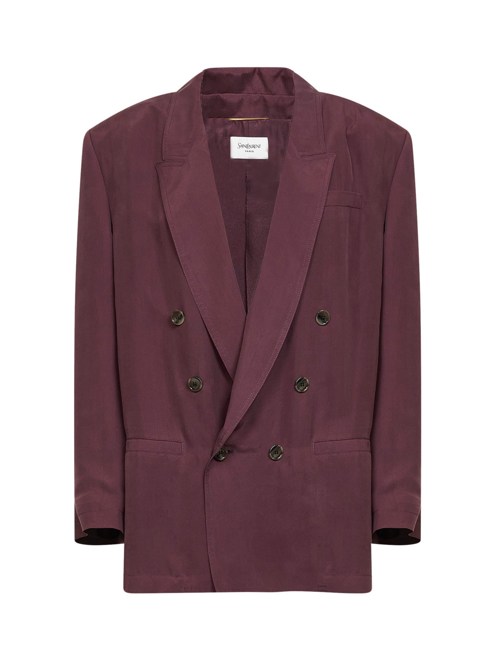 Double-Breasted Silk Blazer — Bordeaux