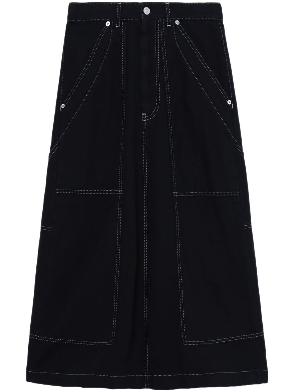 A-line denim skirt - Black