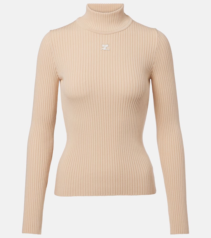 Courrèges Reedition ribbed-knit mockneck sweater