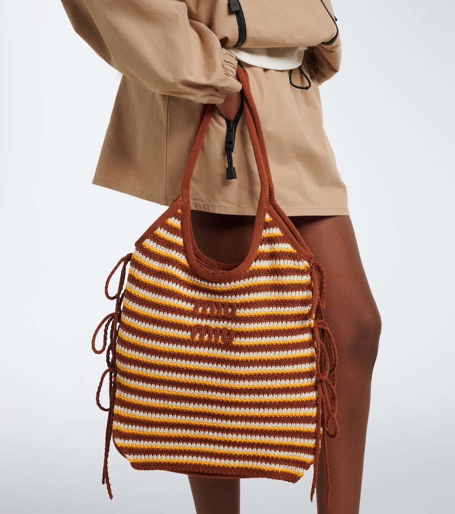 Ivy crochet striped tote bag