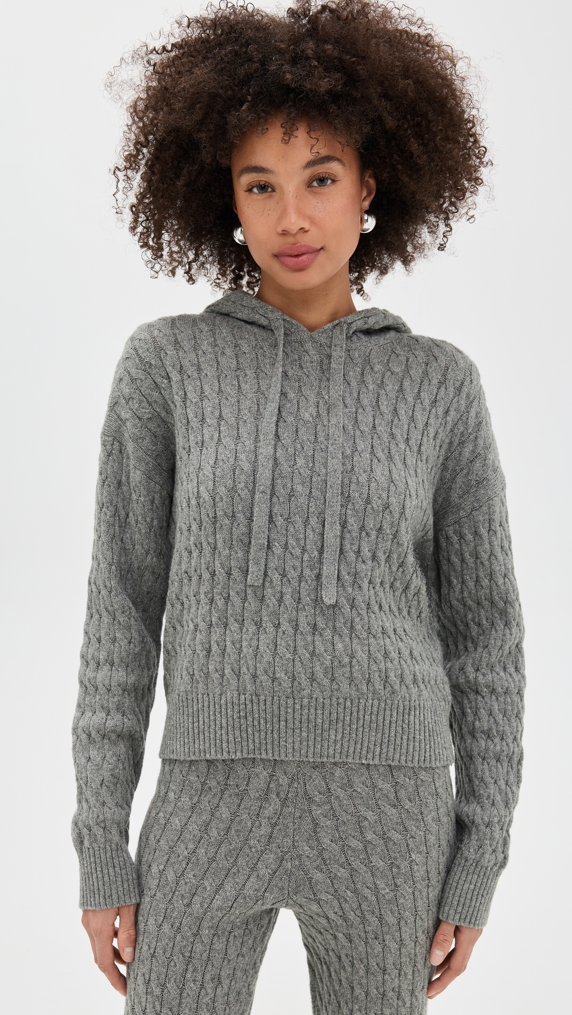 Cable Knit Hoodie Ivory