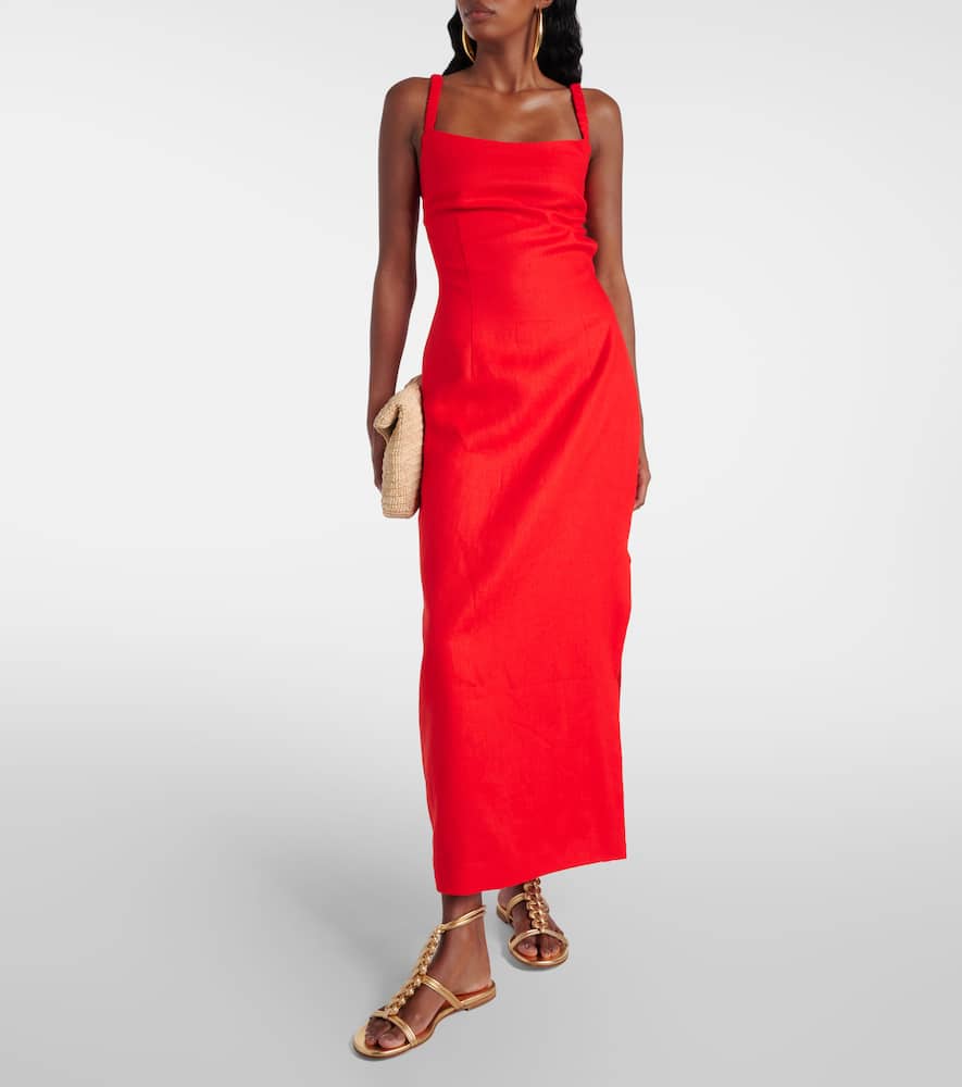 Primrose ruched linen maxi dress