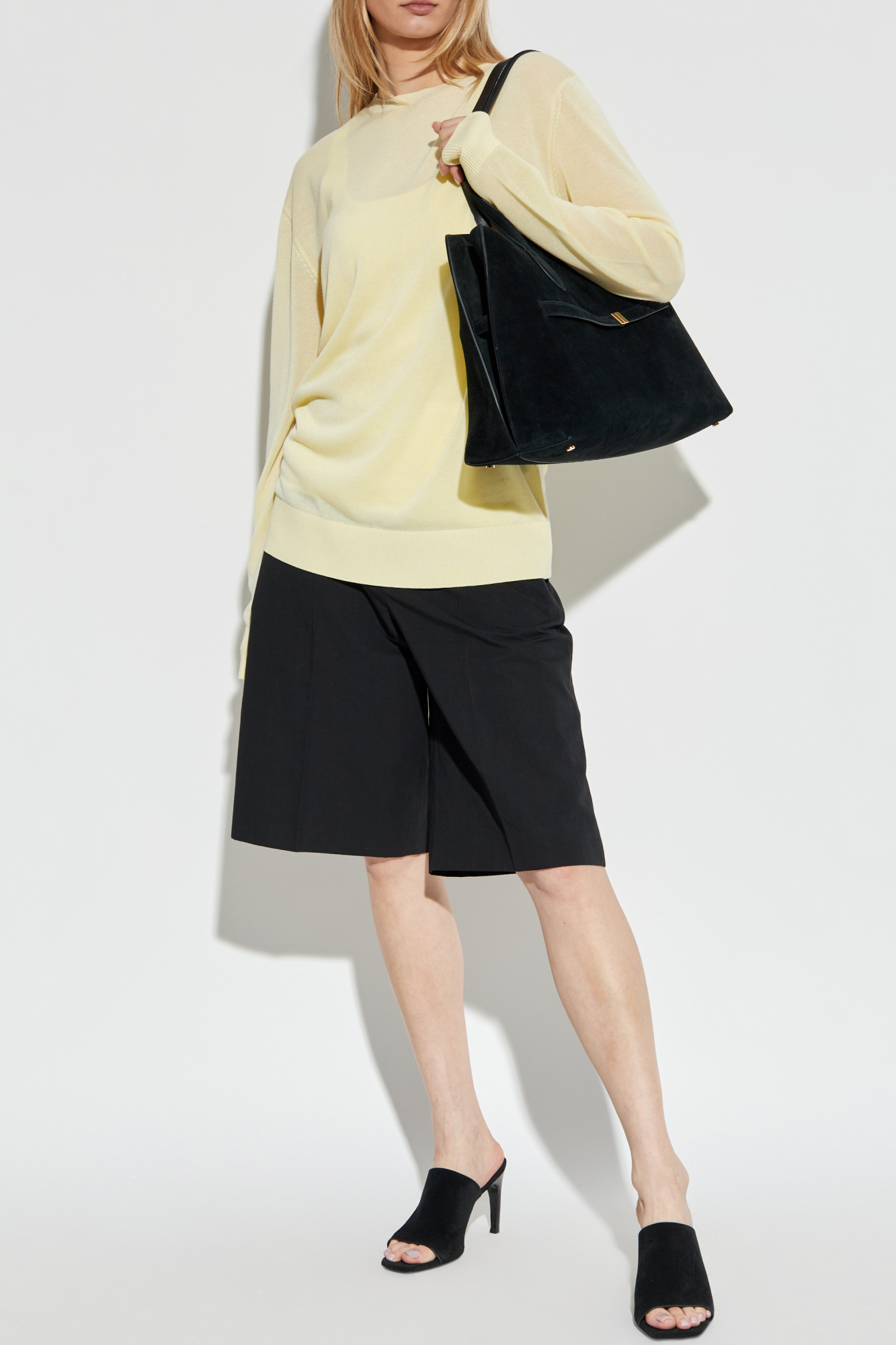 Long Sweater With A Round Neckline, Women's, Yellow