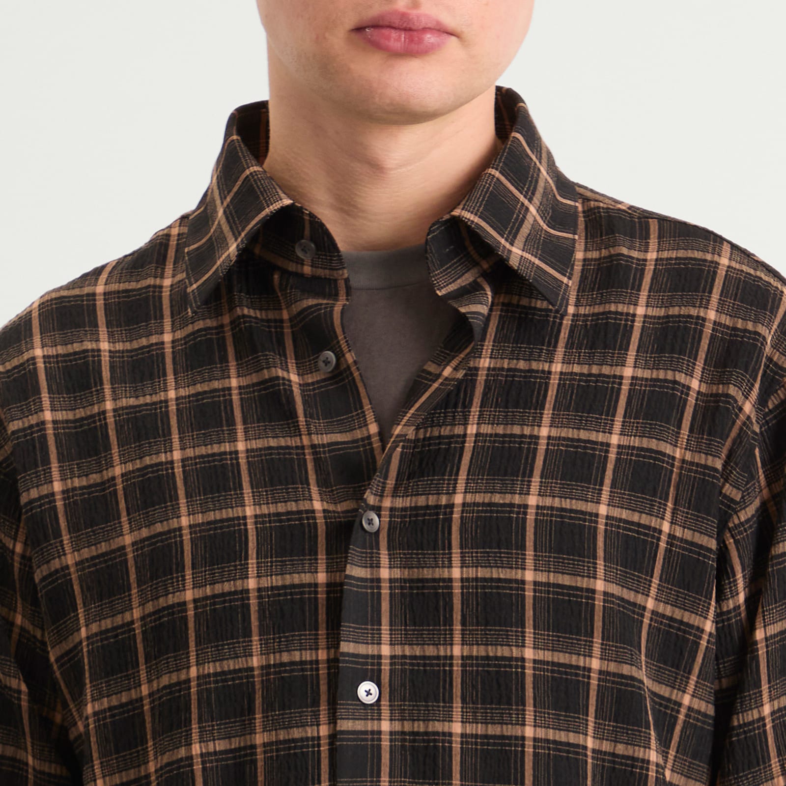 Men's Plaid Business Shirt Brown Check
