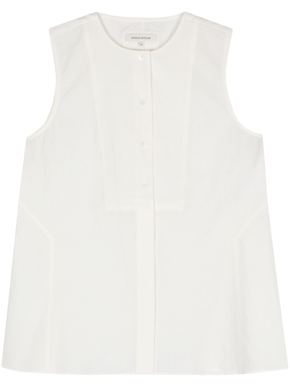Crinkled sleeveless shirt - White