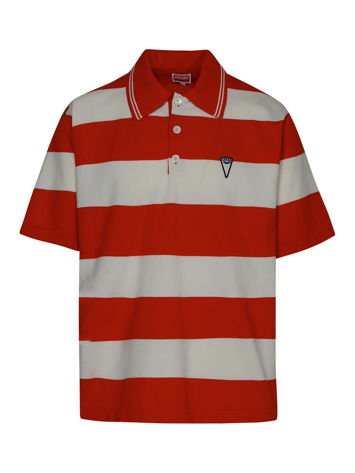 Orange striped cotton polo shirt