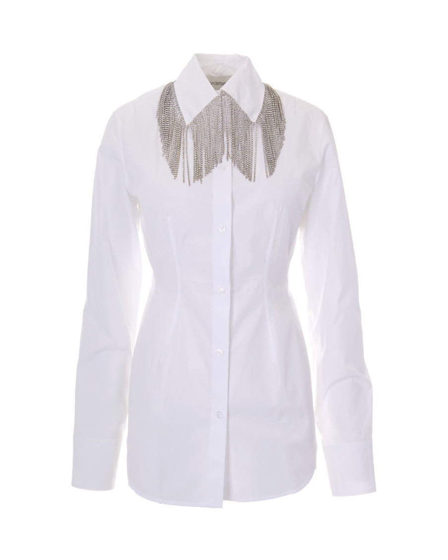 White Tailored Embellished Shirt