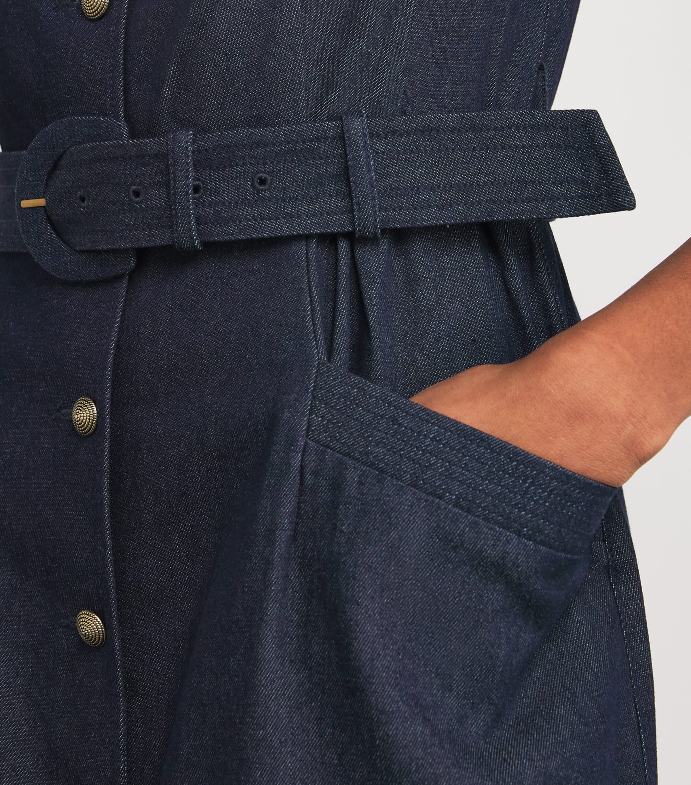 Denim Embroidered Blanca Midi Dress