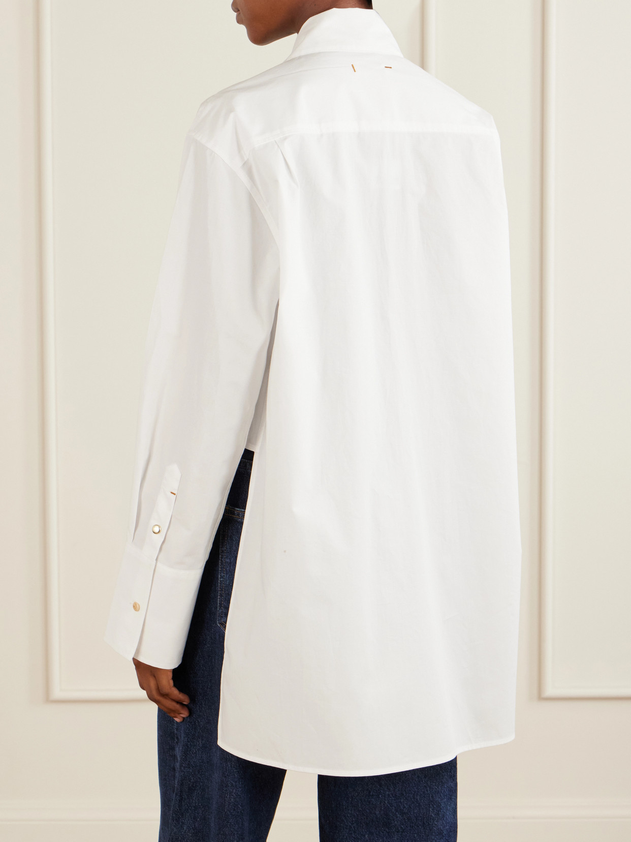 Tess Draped Cotton Poplin Shirt - Neutrals