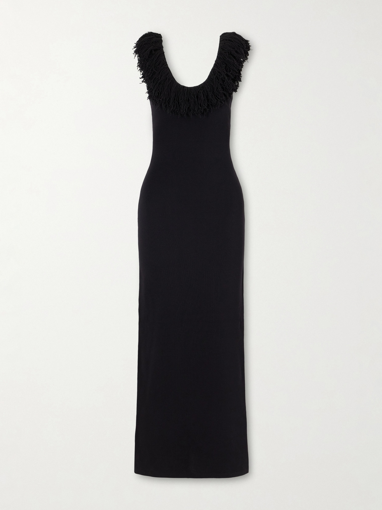 Marcelline Fringed Stretch-knit Maxi Dress - Black