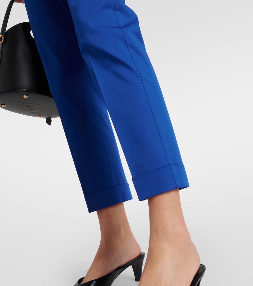 High-rise cotton-blend straight pants