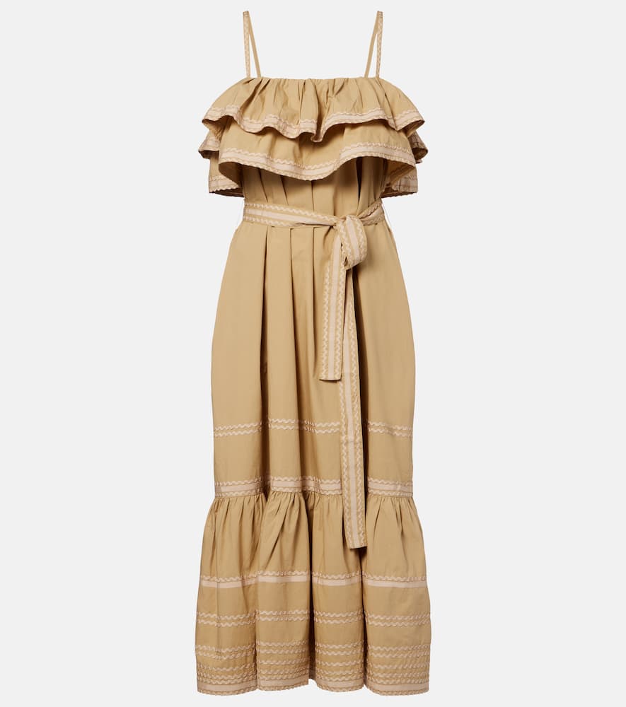 Lucian ruffled cotton midi dress