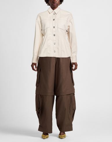 Woman Denim shirt Beige Size 6 Cotton, Elastane