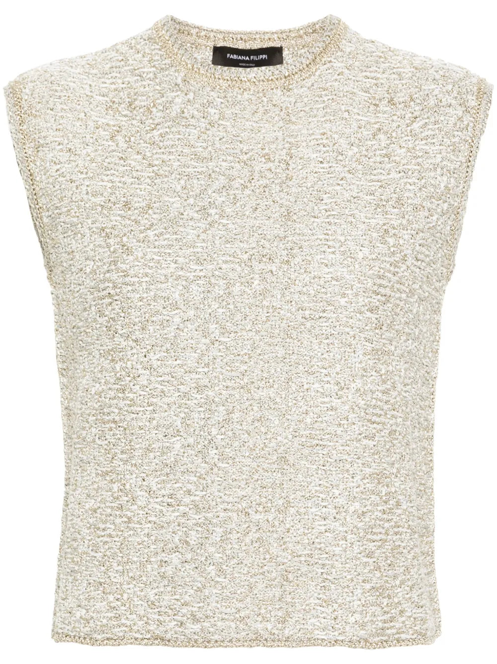 Metallic Bouclé Tank Top — Cream