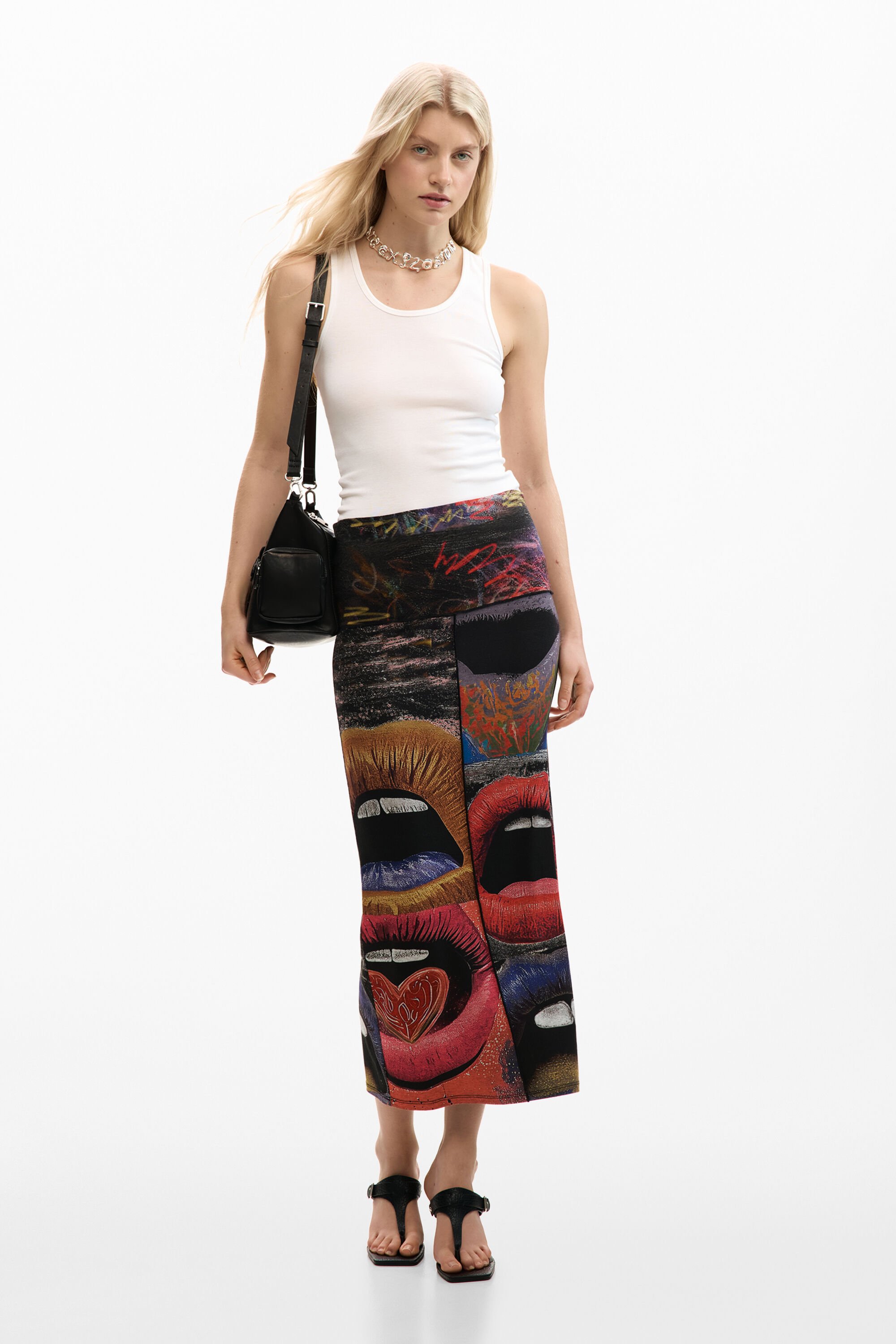 Printed knit skirt