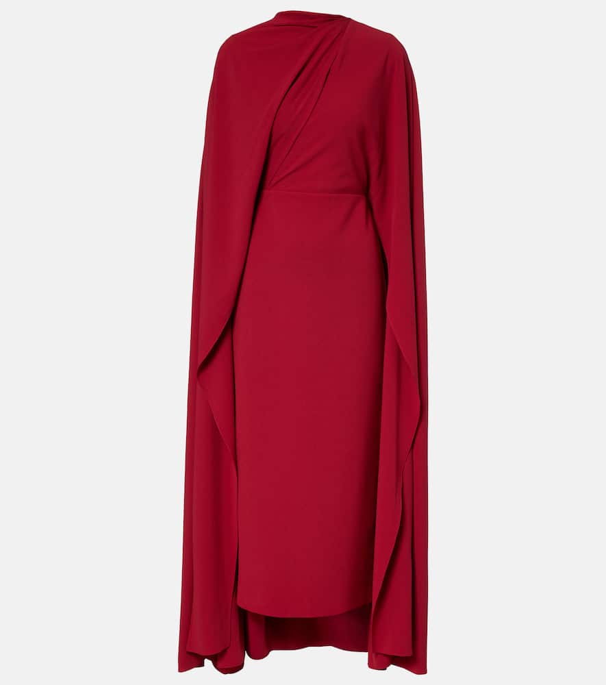 Neolitsea caped crêpe cocktail dress