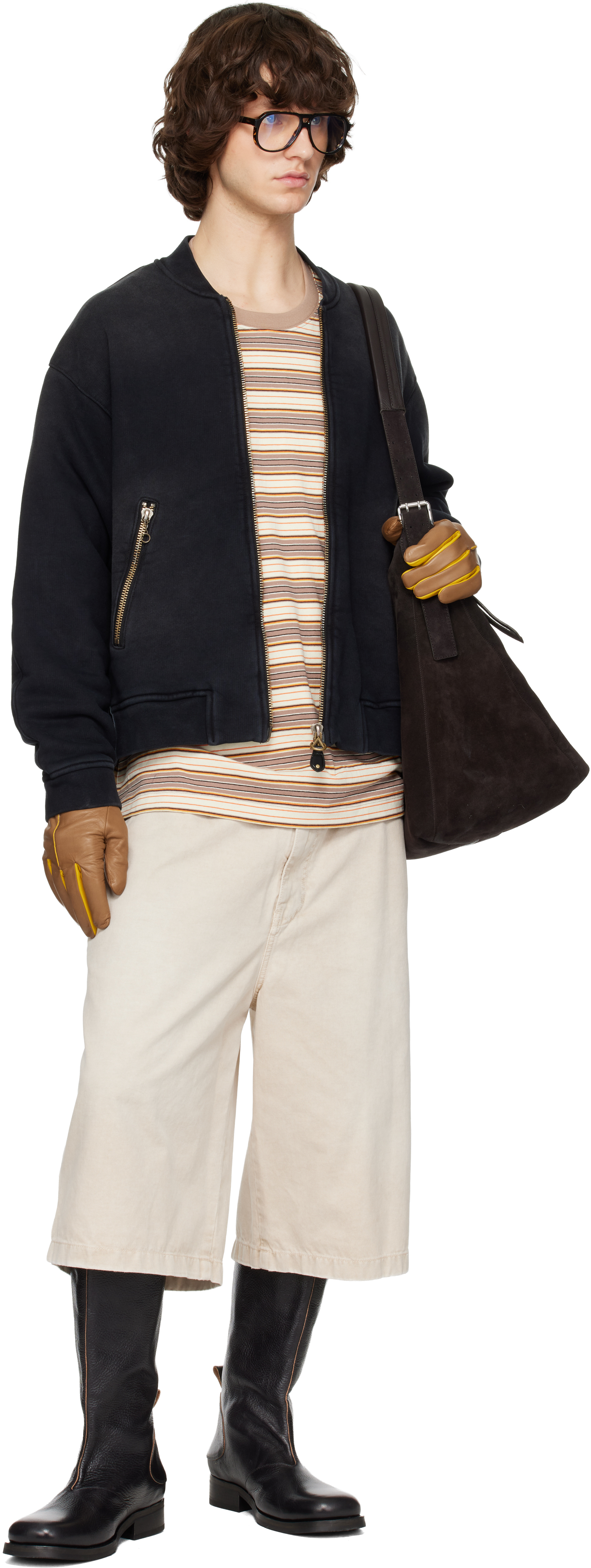 Black Faded Bomber Jacket
