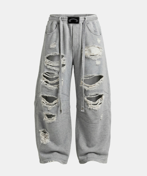 Destroyed Raw-Edge Joggers