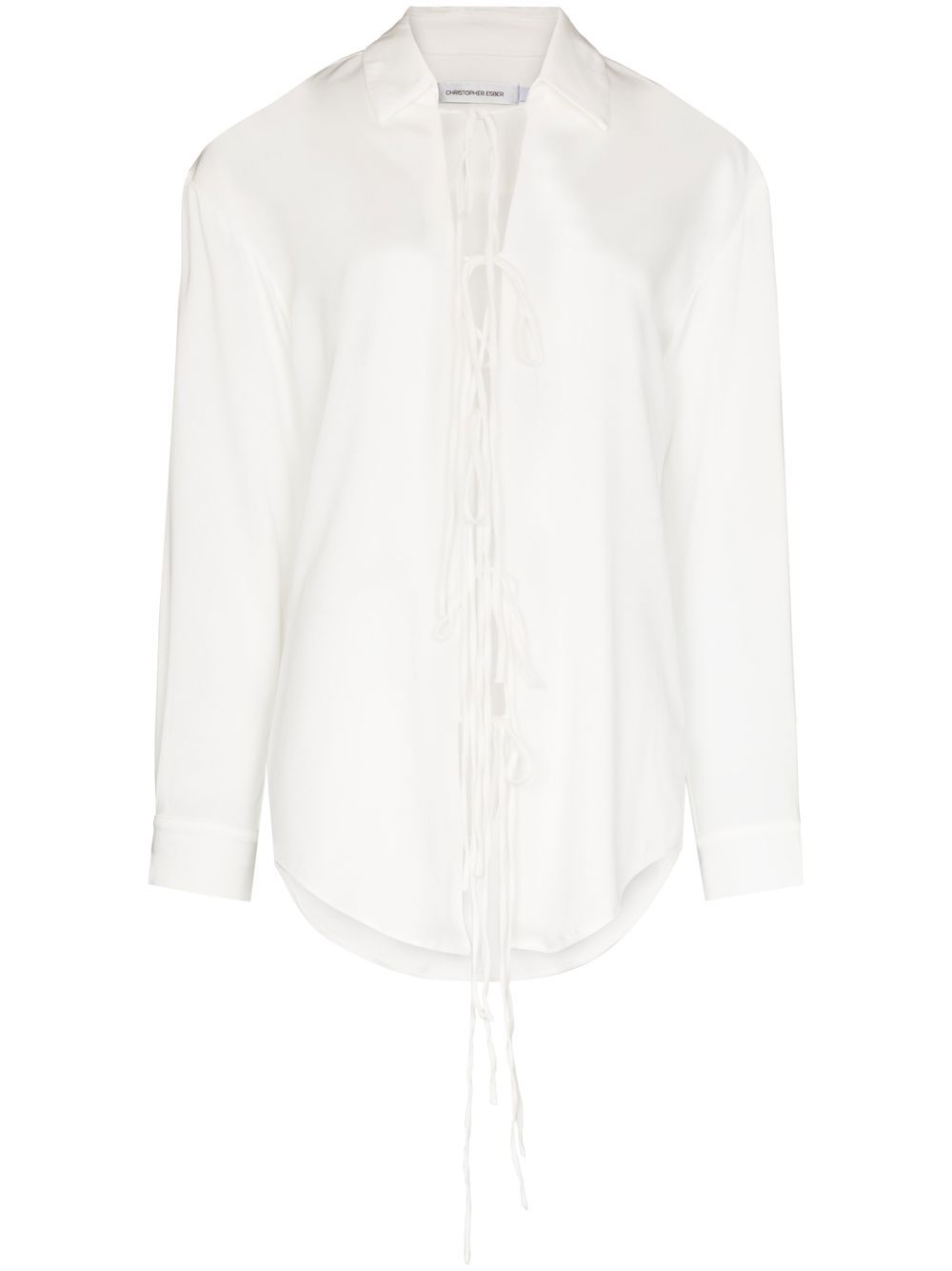 Lace-detail long-sleeved shirt - White