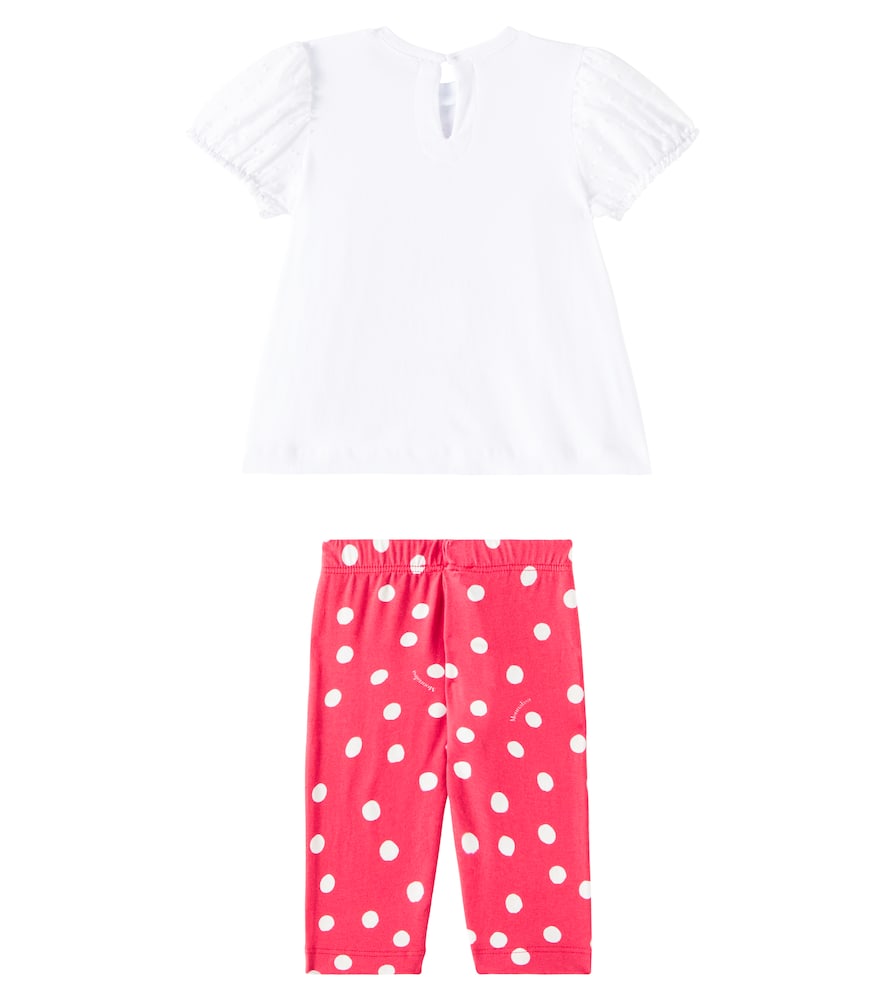 Monnalisa Baby polka-dot jersey shirt and pants set