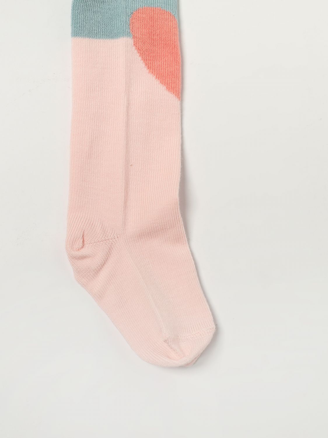 Heart-motif colour-blocked tights - Pink