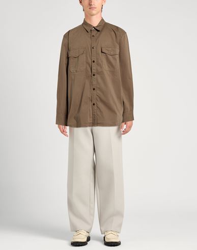 Man Shirt Military green Size XL Cotton, Elastane