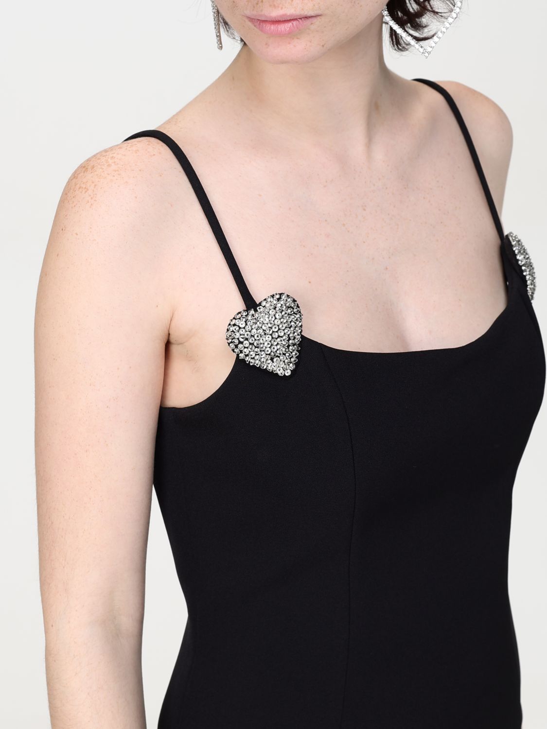Heart-detailed mini dress - Black
