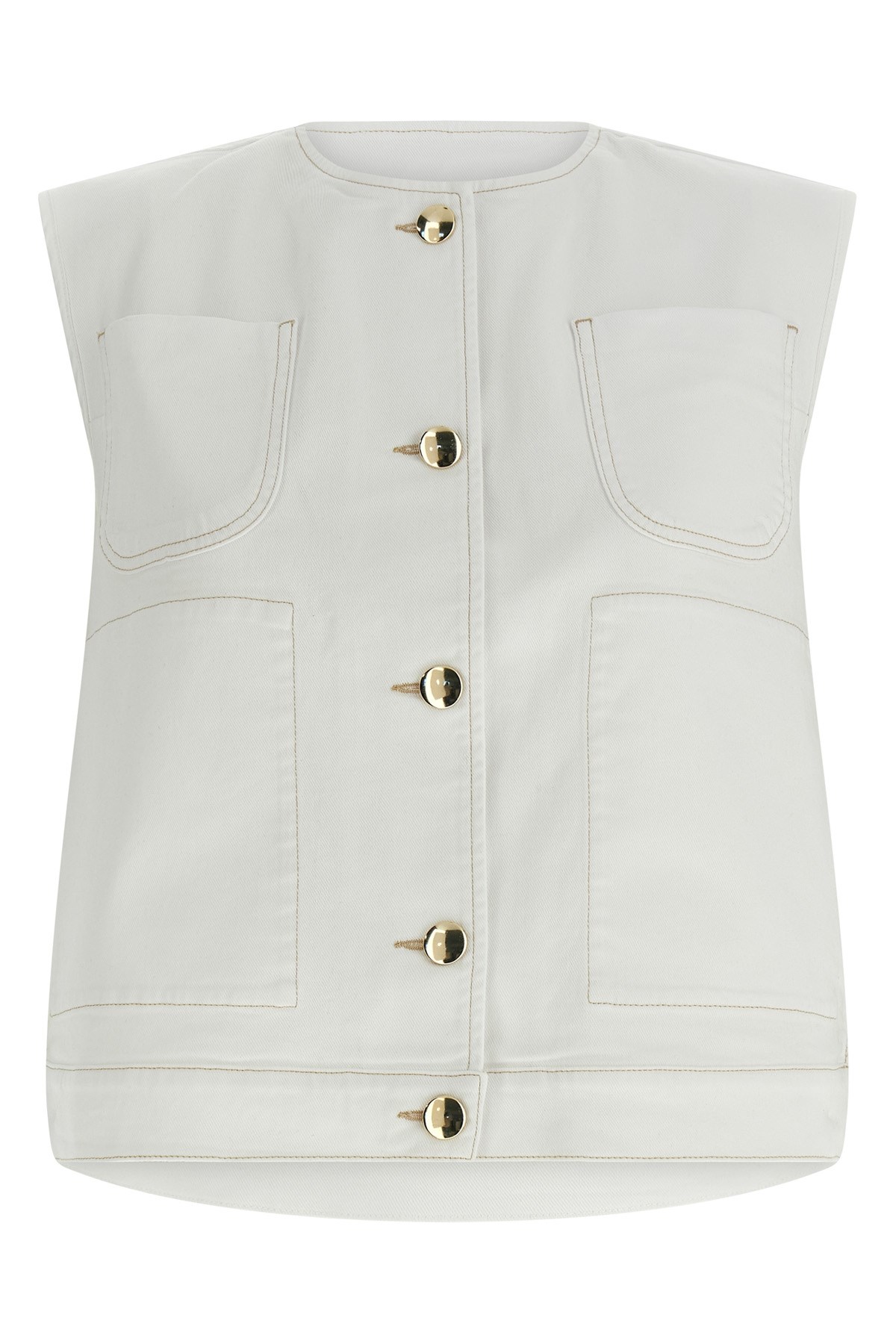 Denim And Knit Vest