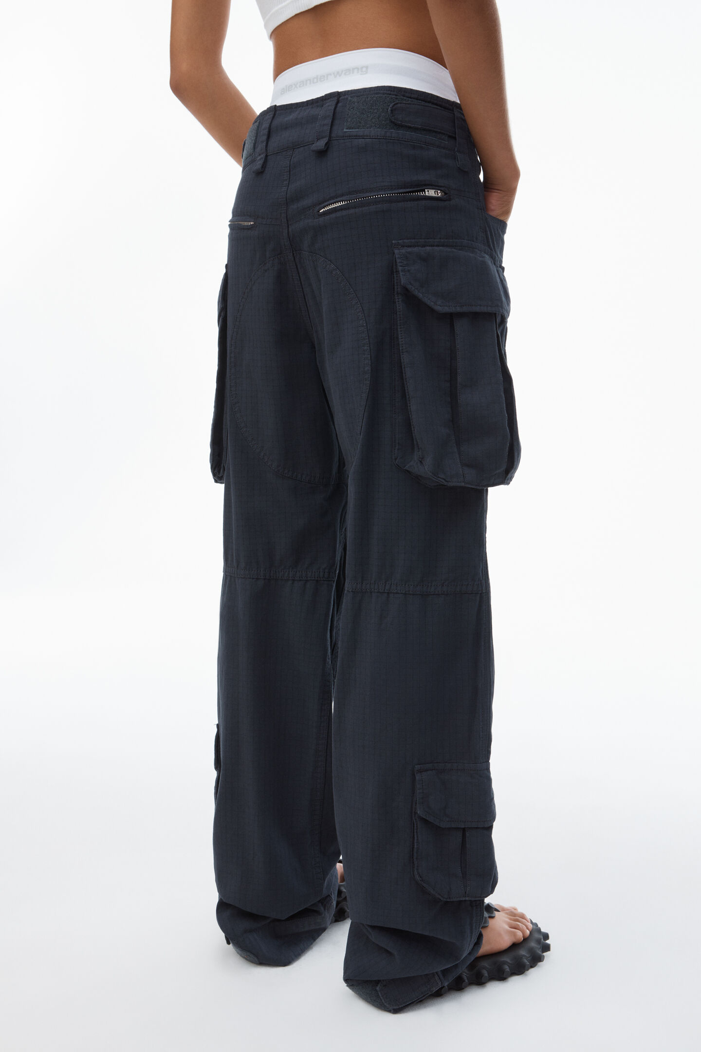 Women's Pre-Styled Cargo Pants With Brief Waistband Asphalt