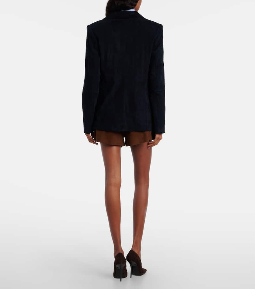Suede double-breasted blazer