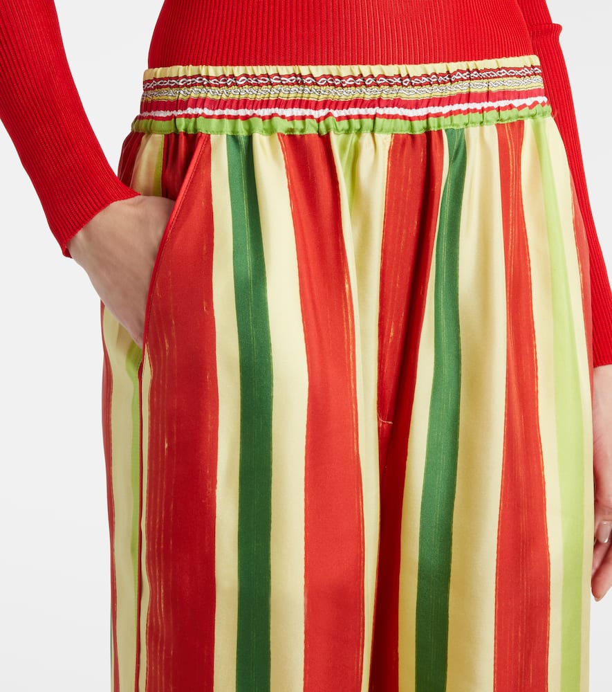 High-rise striped silk palazzo pants