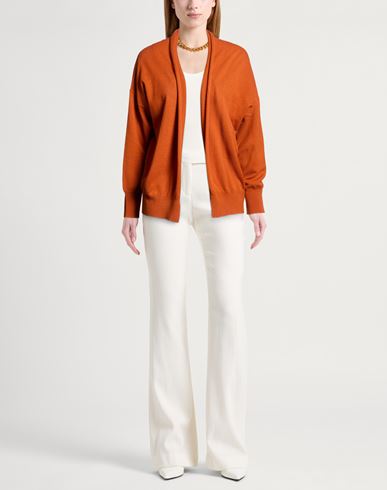 Woman Cardigan Orange Size 6 Wool, Cashmere