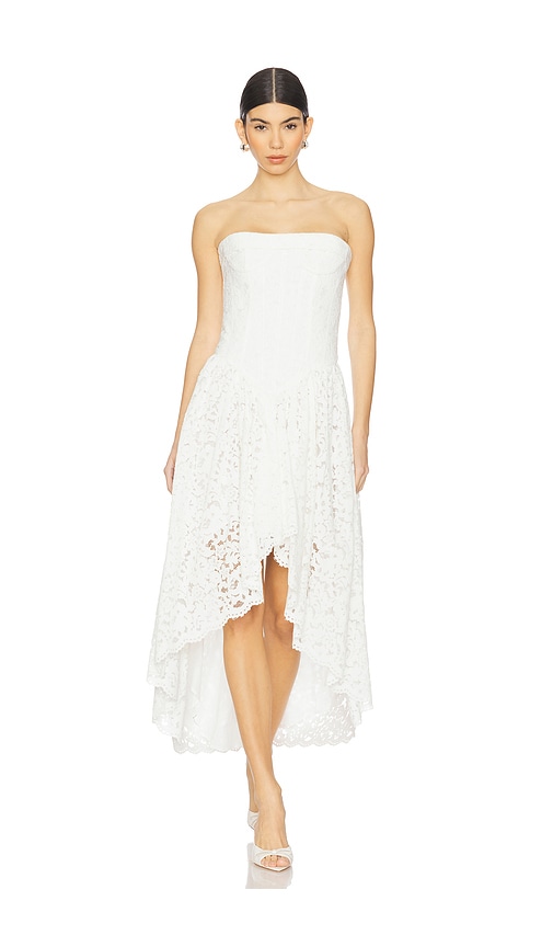 Bardot Felicidad Strapless Lace Dress in White. Größe 6. Also in 10, 12, 2
