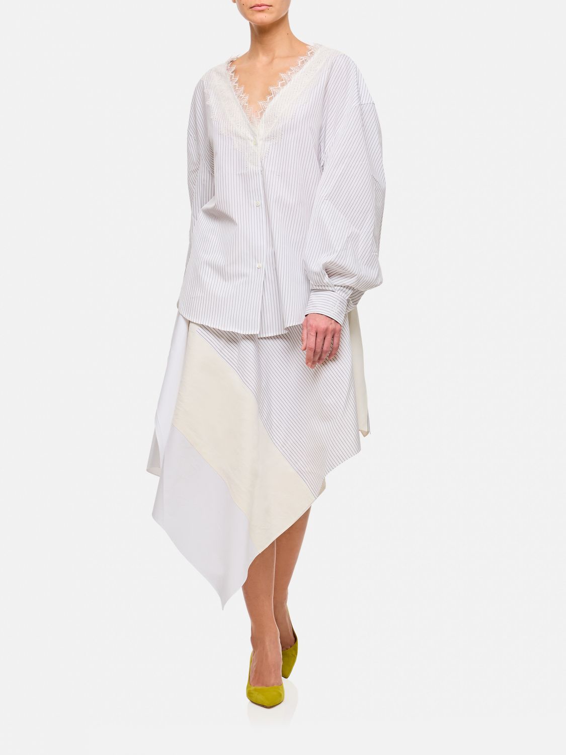 Asymmetric midi skirt - White