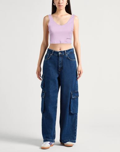 Woman Top Lilac Size M Cotton, Elastane