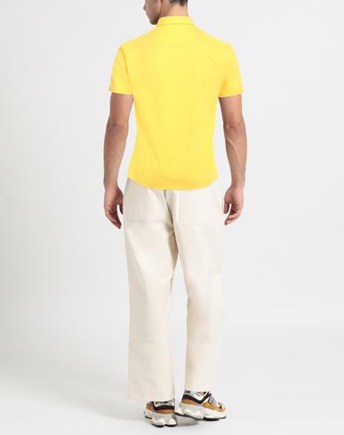 Man Polo shirt Yellow Size L Polyamide, Polyester, Elastane