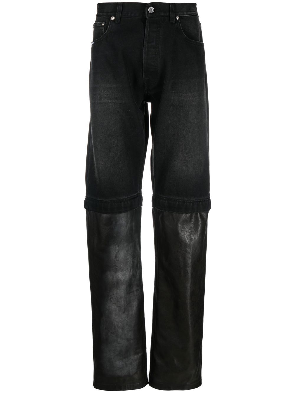 Bleach-panel straight-leg jeans - Black