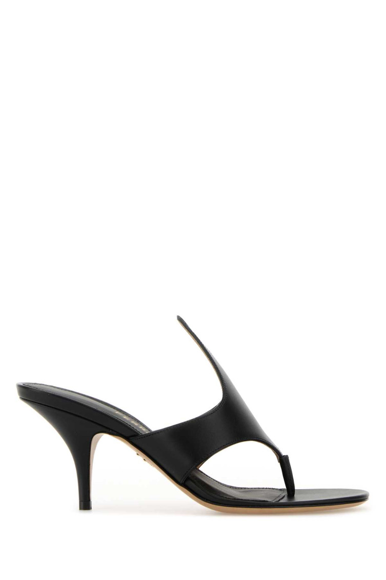 Black Leather Lyrai Thong Mules
