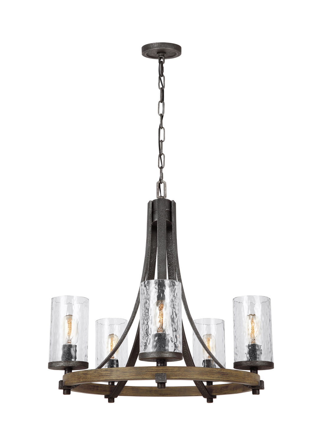 Visual Comfort Studio Angelo 5-Light Chandelier in Distressed Oak