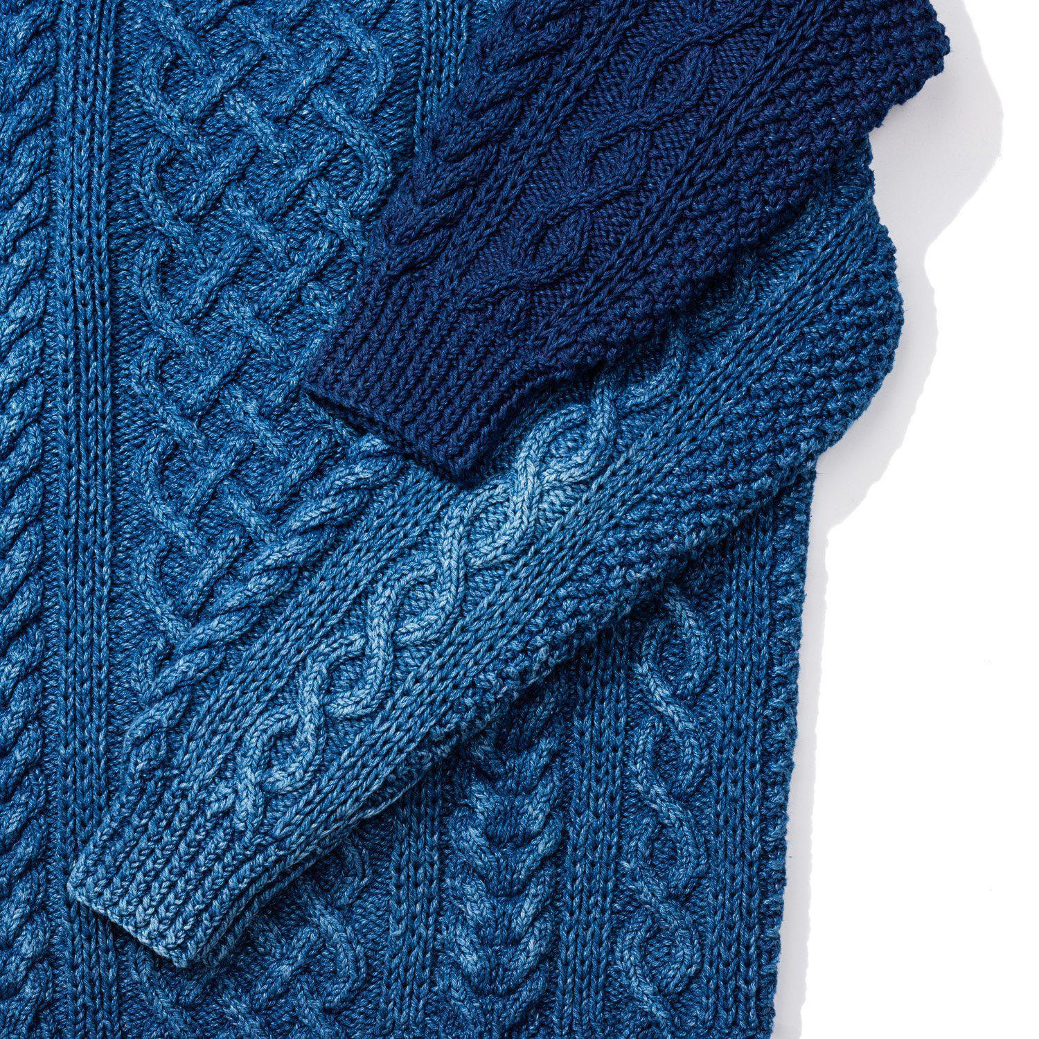Cable Knit Crew 1A Indigo